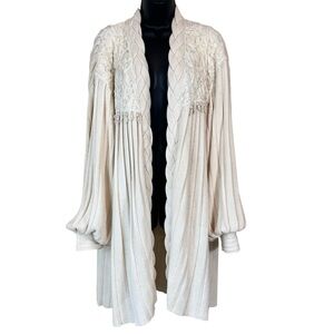 Vintage 80s MAURADA Bishop Sleeve Pleated Knit Cardigan